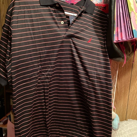 NWT - NAUTICA Men’s Size Large Striped Black and Red Shirt - Picture 3 of 11